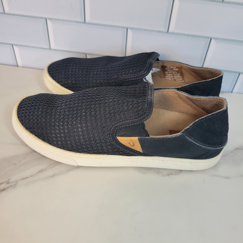 OluKai Pehuea Women's Slip On Mesh Sneakers Black Dark Shadow Size 7 20271-4040